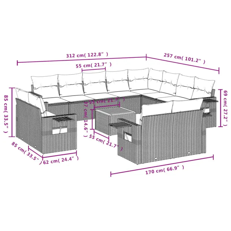 Tuinset in gemengd beige materiaal voor ontspannen buitenplezier - Tuinsets