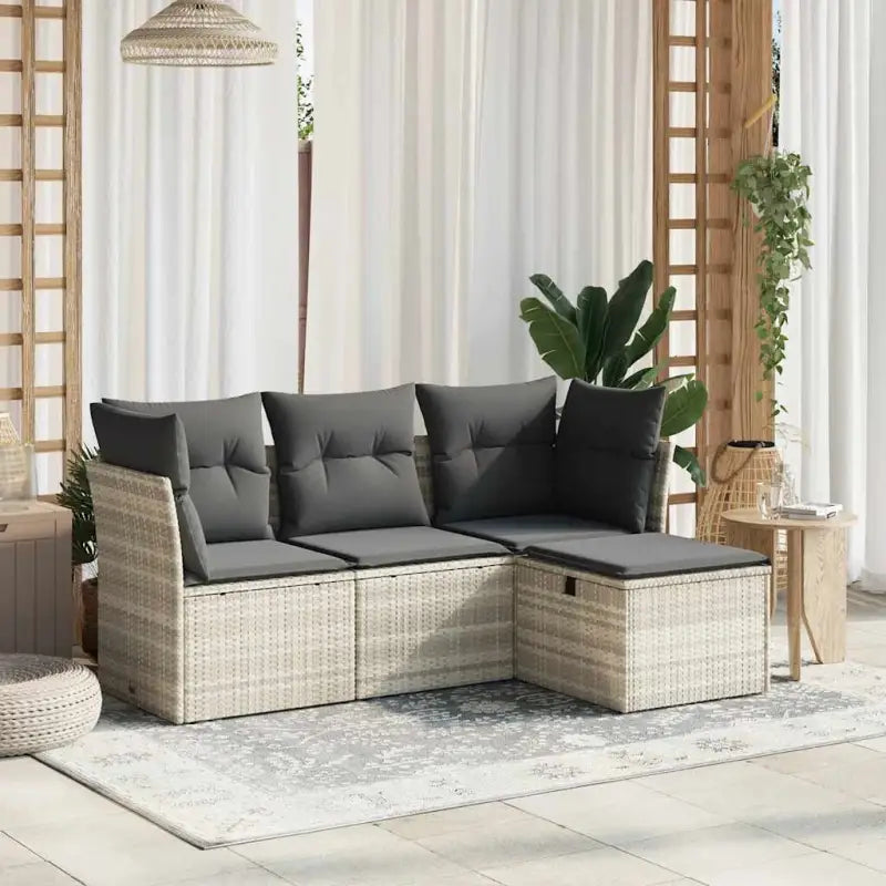Tuinset in gemengd beige met gepoedercoat staal en afmetingen - Lichtgrijs / zonder opbergruimte - Tuinsets