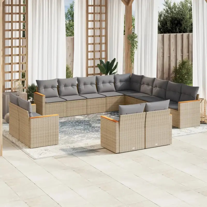 Tuinset in gemengd beige met gepoedercoat staal en afmetingen - Gemengd beige / Zonder tafel - Tuinsets