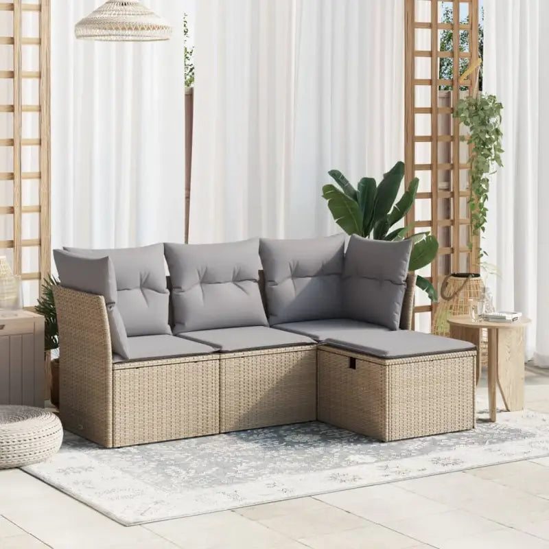 Tuinset in gemengd beige met gepoedercoat staal en afmetingen - Beige en grijs / zonder opbergruimte - Tuinsets