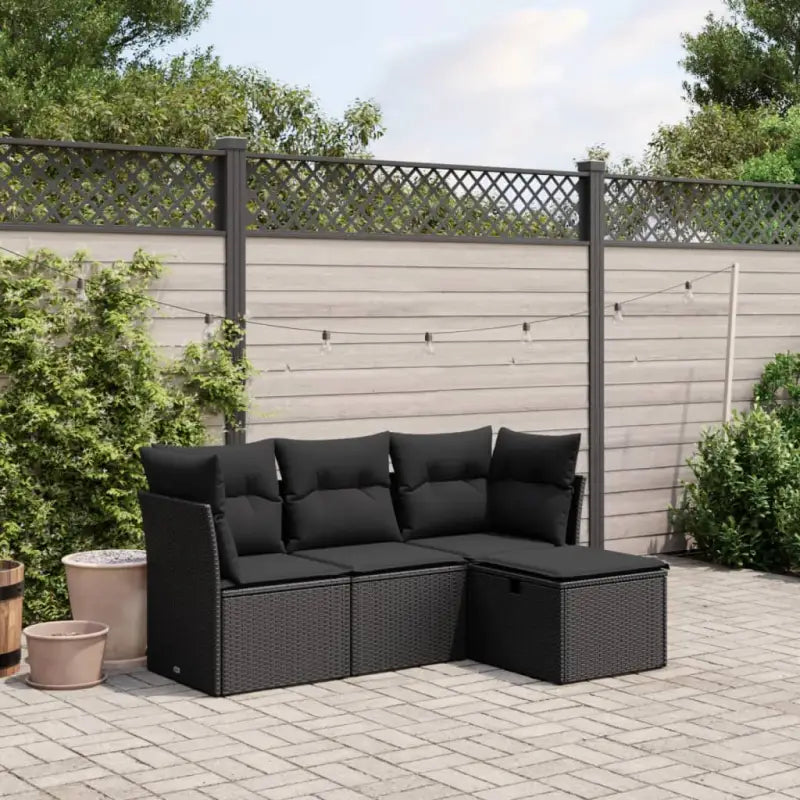 Tuinset in gemengd beige met gepoedercoat staal en afmetingen - Zwart / zonder opbergruimte - Tuinsets