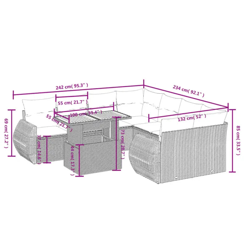 Tuinset in grijs materiaal met gepoedercoat staal afmetingen stevig en stijlvol - Tuinsets