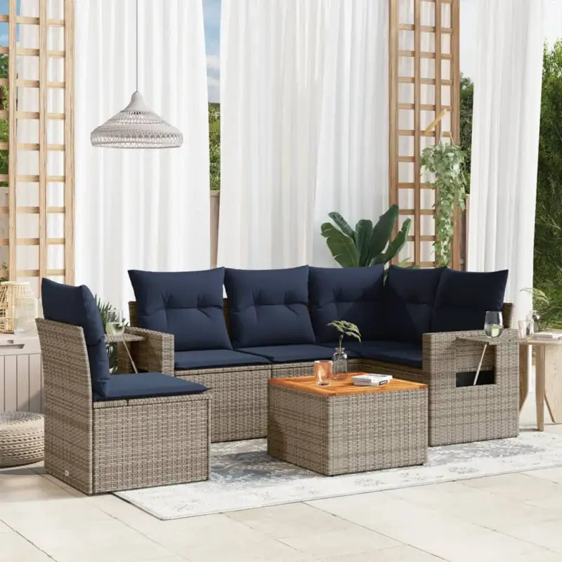 Tuinset in grijs materiaal met gepoedercoat staal en afmetingen - Grijs / hoek + 2x midden + Tafel - Tuinsets