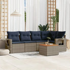 Tuinset in grijs materiaal met gepoedercoat staal en afmetingen - Grijs / hoek + Tafel + 2x midden - Tuinsets