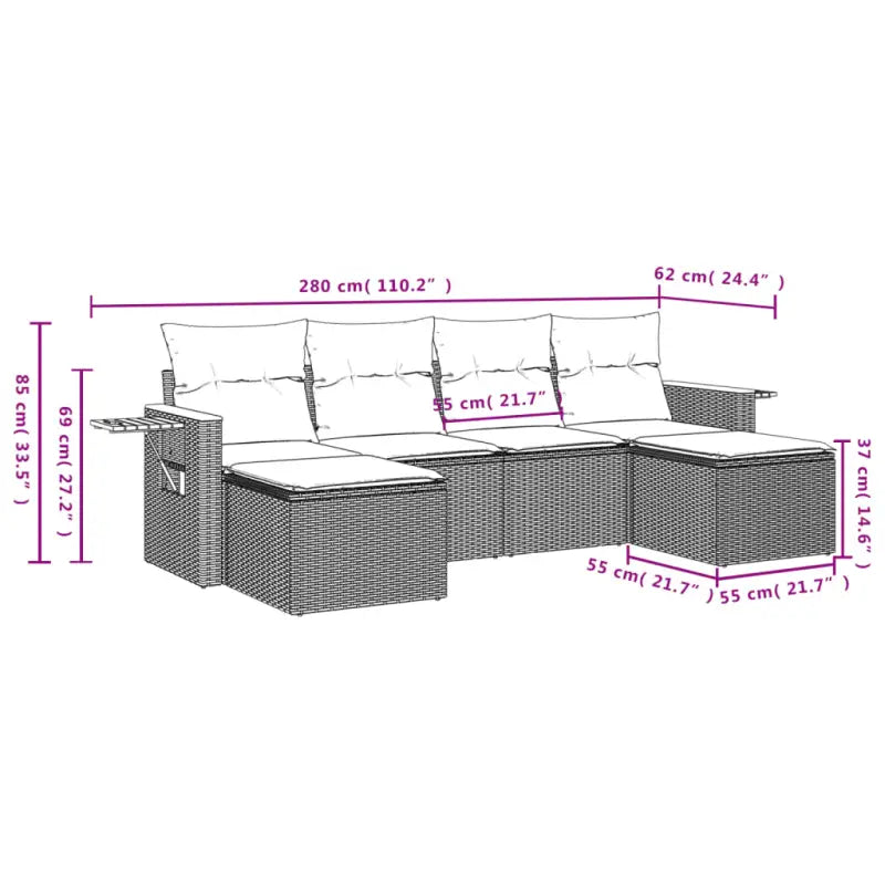 Tuinset in grijs materiaal met gepoedercoat staal en elegante afmetingen - Tuinsets
