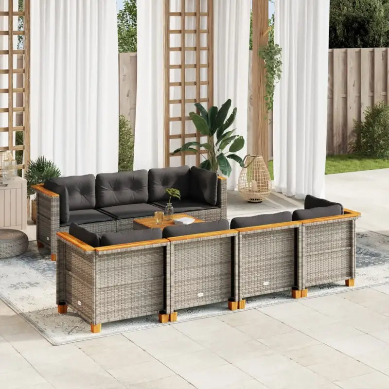 Tuinset in grijs materiaal met natuurlijke olieafwerking en afmetingen - Grijs / Dichtgeweven - Tuinsets