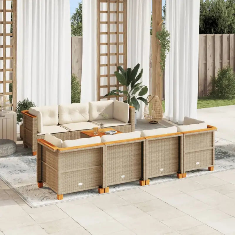 Tuinset in grijs materiaal met natuurlijke olieafwerking en afmetingen - Beige / Dichtgeweven - Tuinsets