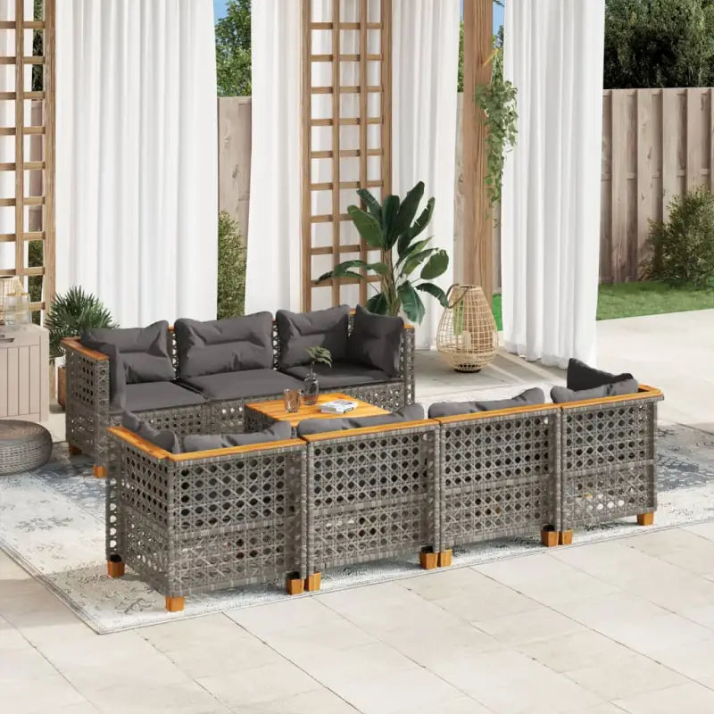 Tuinset in grijs materiaal met natuurlijke olieafwerking en afmetingen - Grijs / Lijngeweven - Tuinsets