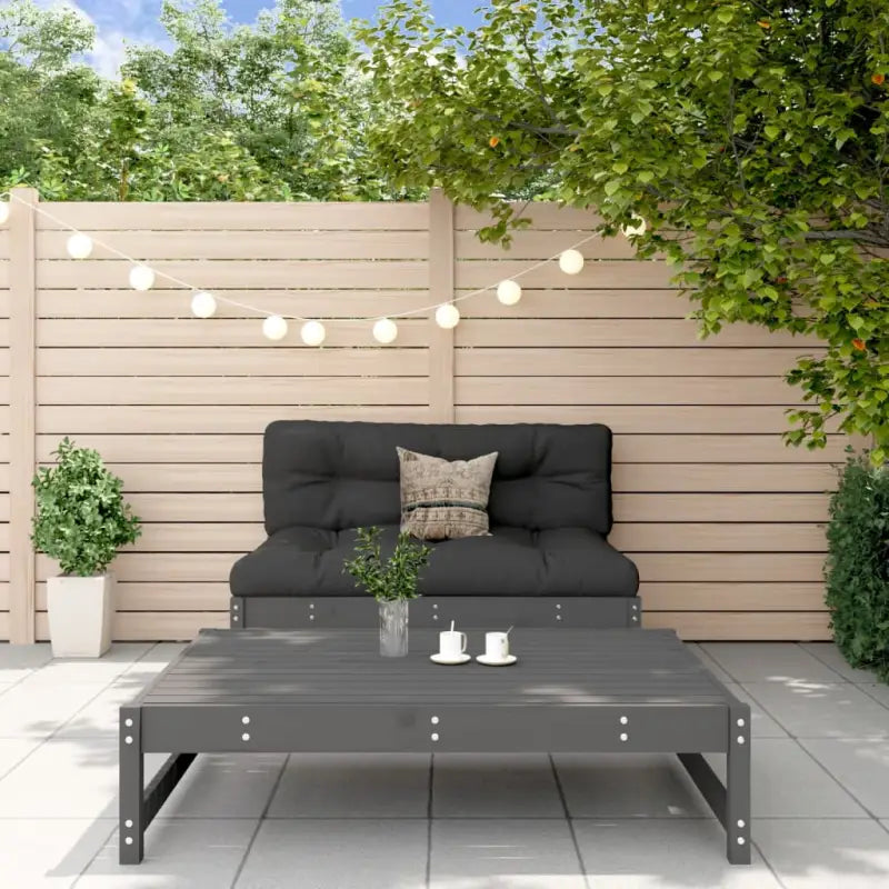 Tuinset in massief grenenhout met salontafel en voetenbank - Grijs grenenhout - Tuinsets
