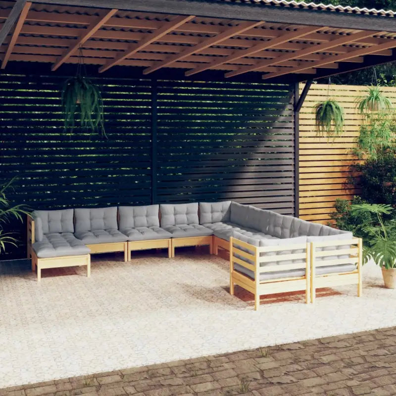 Tuinset in massief grenenhout met voetenbank en rugzijkussen - Tuinsets