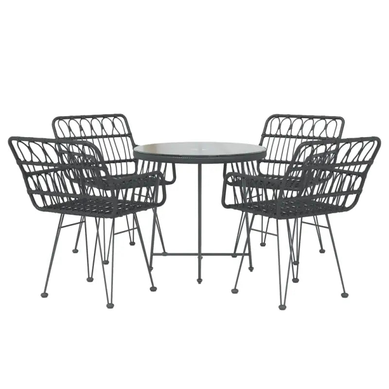 Tuinset in poly rattan met afmetingen en eenvoudig schoon te maken - Zwart - Tuinsets