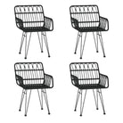 Tuinset in poly rattan met afmetingen en eenvoudig schoon te maken - Zwart - Tuinsets
