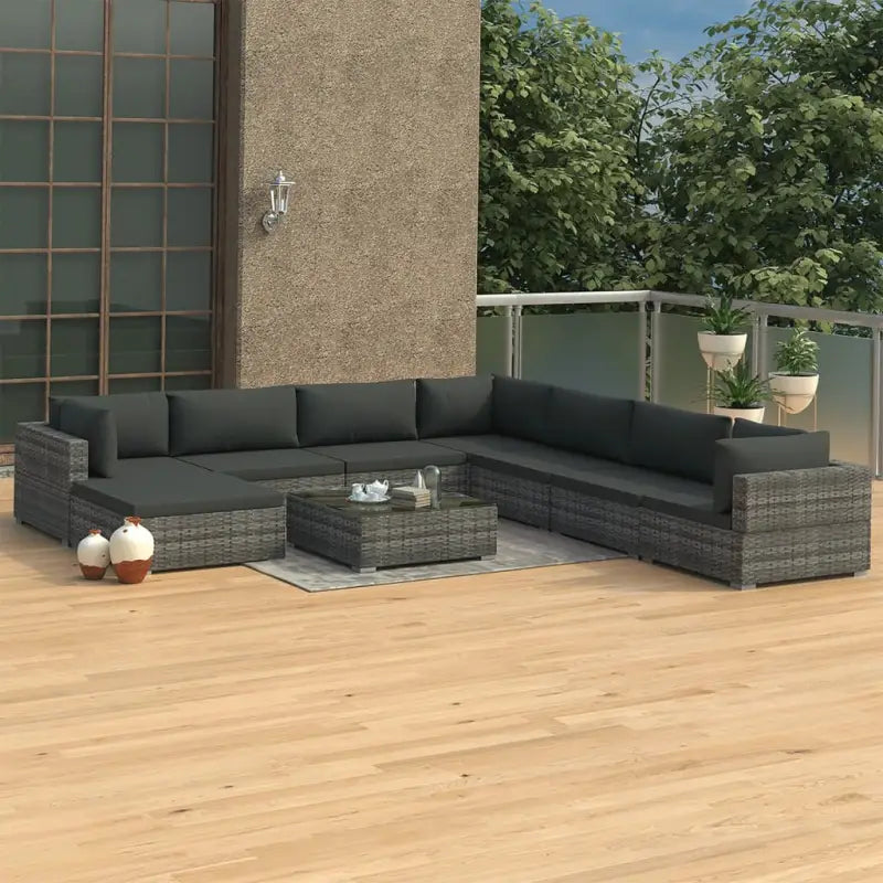 Tuinset in Rattan voor het hele jaar levering bevat stijlvolle loungeset - Grijs - Tuinsets