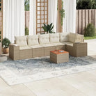 Tuinset in zwart materiaal en gepoedercoat staal voor comfortabele buitenruimte - Beige / 3x midden + Tafel + hoek