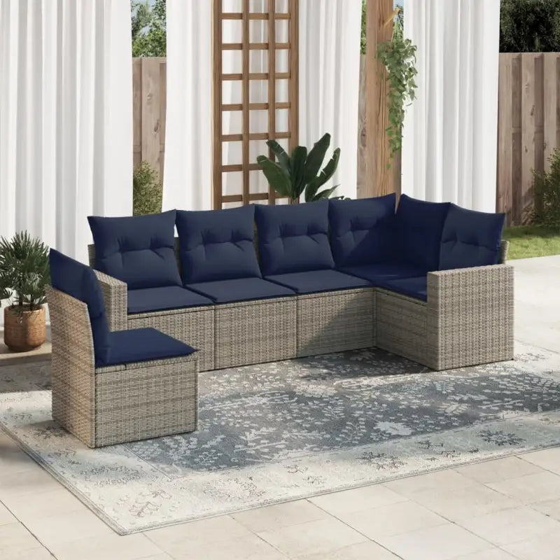 Tuinset in zwart materiaal met gepoedercoat staal en aangeven afmetingen - Beige en grijs / Zonder tafel - Tuinsets