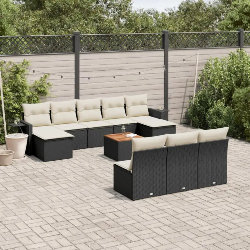 Tuinset in zwart materiaal met gepoedercoat staal en afmetingen - Zwart en crème - Tuinsets