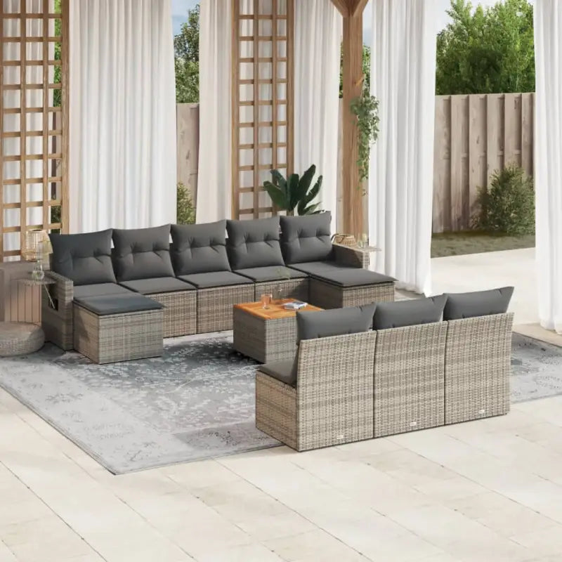 Tuinset in zwart materiaal met gepoedercoat staal en afmetingen - Grijs - Tuinsets