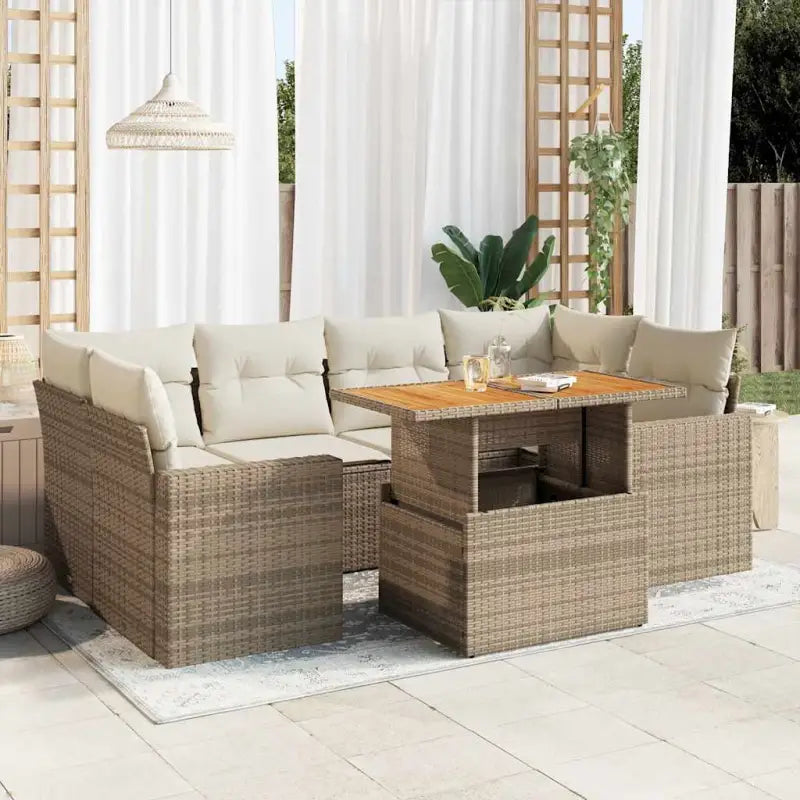 Tuinset in zwart materiaal met gepoedercoat staal en ideale afmetingen - beige en crèmekleurig / met opbergruimte