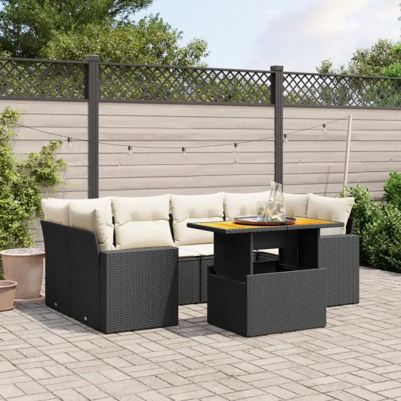 Tuinset in zwart materiaal met gepoedercoat staal en ideale afmetingen - Zwart en crème / zonder opbergruimte - Tuinsets
