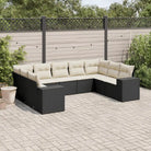 Tuinset in zwart materiaal met gepoedercoat staal en perfecte afmetingen - Zwart en crème / Met tafel - Tuinsets