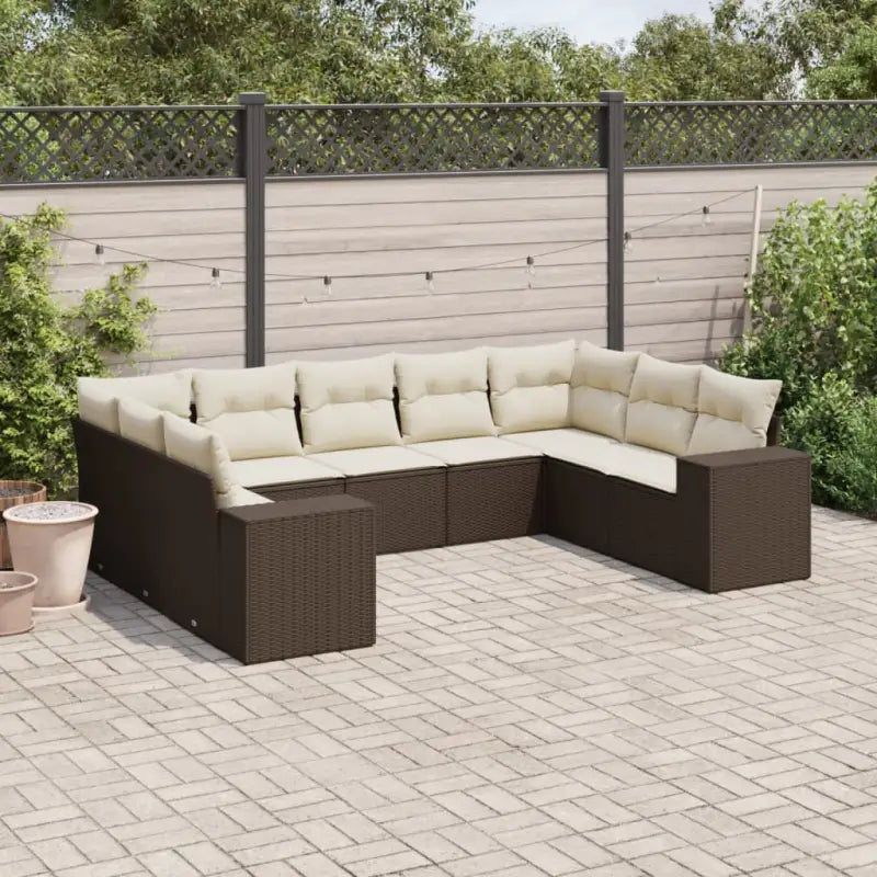 Tuinset in zwart materiaal met gepoedercoat staal en perfecte afmetingen - Bruin en crème / Met tafel - Tuinsets