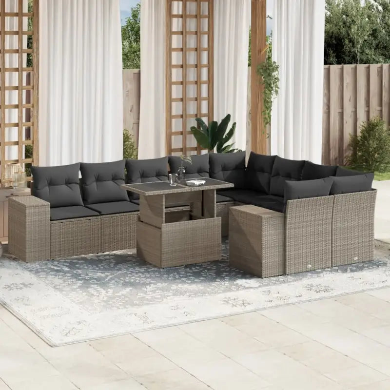 Tuinset met beige materiaal en gepoedercoat staal afmetingen - Lichtgrijs / Met tafel - Tuinsets