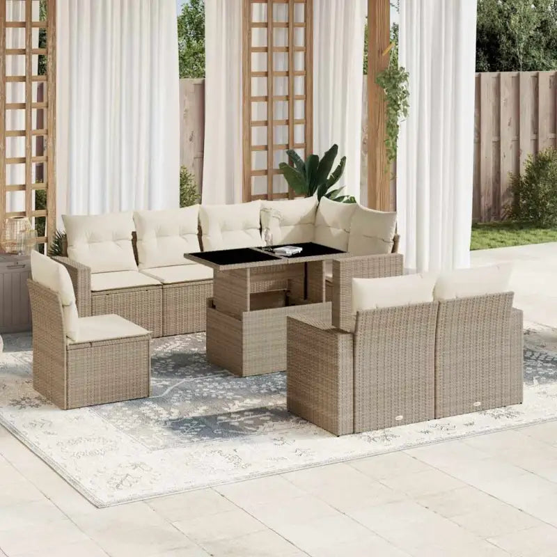 Tuinset met beige materiaal en gepoedercoat staal afmetingen - beige en crèmekleurig / zonder opbergruimte - Tuinsets
