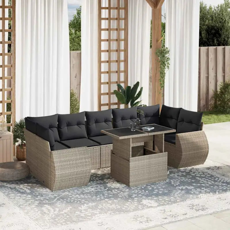 Tuinset met beige materiaal en gepoedercoat staal afmetingen - Lichtgrijs / zonder opbergruimte - Tuinsets
