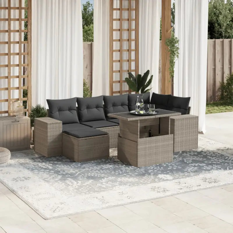 Tuinset met beige materiaal en gepoedercoat staal afmetingen - Lichtgrijs / zonder opbergruimte - Tuinsets