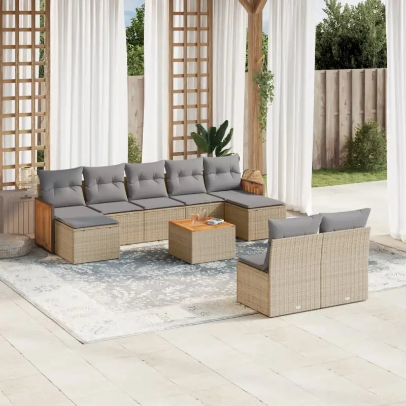 Tuinset met beige materiaal en gepoedercoat staal afmetingen - beige en lichtgrijs / Met tafel - Tuinsets