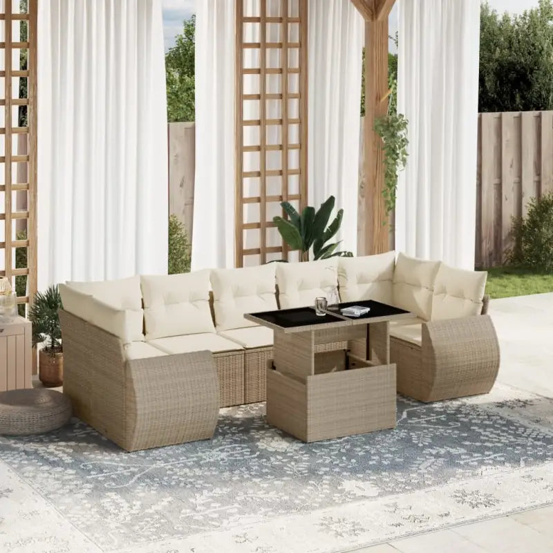 Tuinset met beige materiaal en gepoedercoat staal afmetingen - beige en crèmekleurig / zonder opbergruimte - Tuinsets