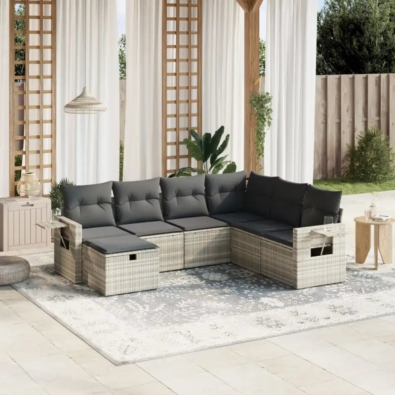 Tuinset met beige materiaal en gepoedercoat staal afmetingen - Lichtgrijs / Zonder tafel - Tuinsets