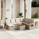 Tuinset met beige materiaal en gepoedercoat staal afmetingen - beige en crèmekleurig / 3x hoek + 3x midden