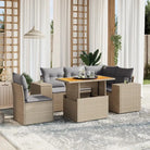 Tuinset met beige materiaal en gepoedercoat staal afmetingen - beige en lichtgrijs / Tafel + 3x hoek + 2x midden
