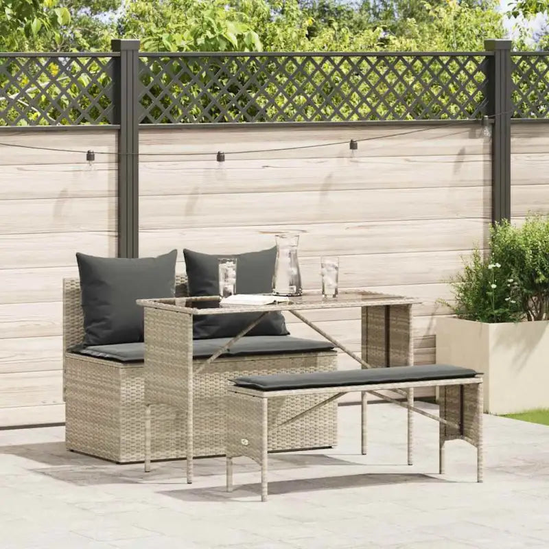 Tuinset met beige materiaal en gepoedercoat staal afmetingen - Lichtgrijs / tempered glass - Tuinsets