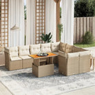 Tuinset met beige materiaal en gepoedercoat staal afmetingen - beige en crèmekleurig / 4x hoek + 5x midden + Tafel