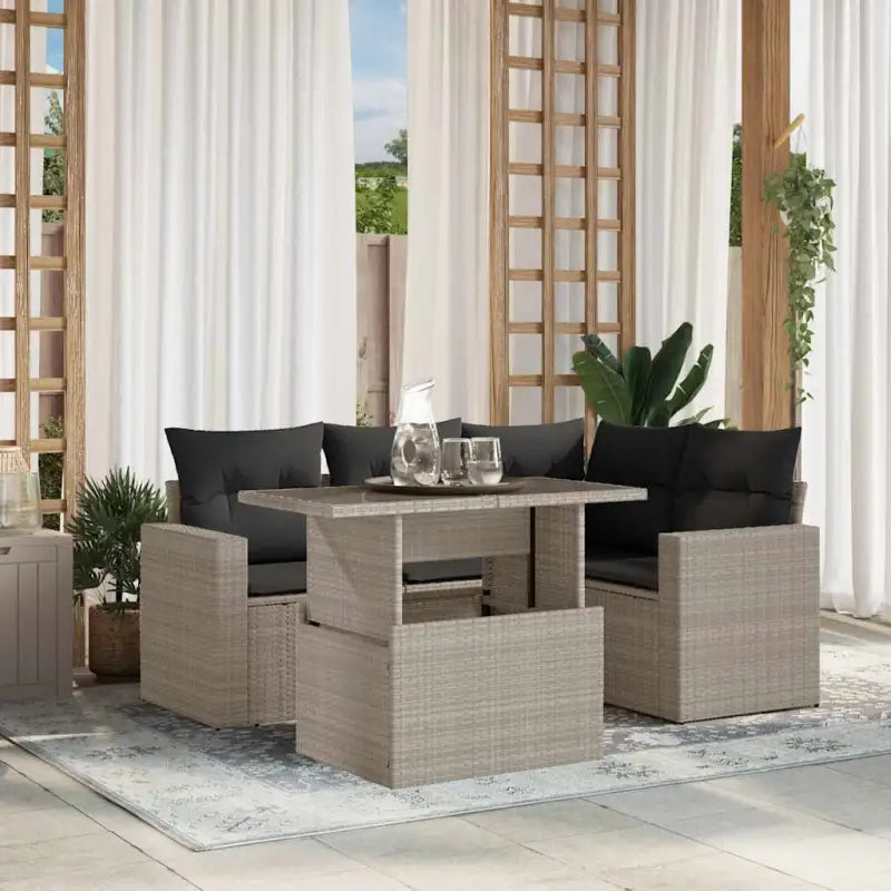 Tuinset met beige materiaal en gepoedercoat staal afmetingen - Lichtgrijs / zonder opbergruimte - Tuinsets