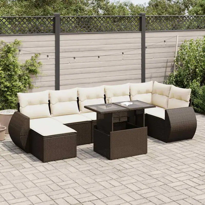 Tuinset met beige materiaal en gepoedercoat staal afmetingen - Bruin en crème / met opbergruimte - Tuinsets