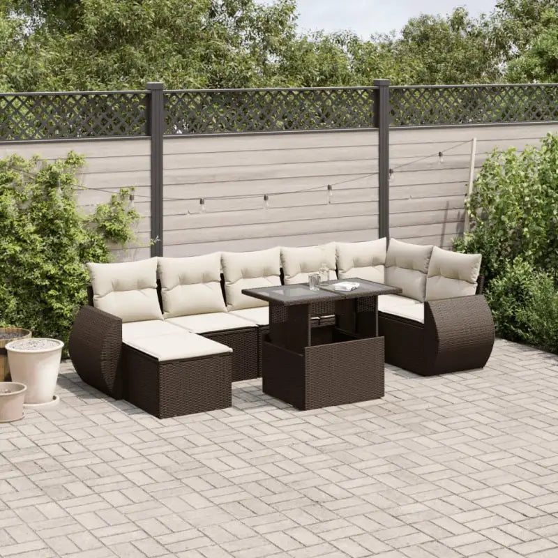 Tuinset met beige materiaal en gepoedercoat staal afmetingen - Bruin en crème / zonder opbergruimte - Tuinsets