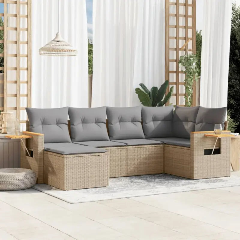 Tuinset met beige materiaal en gepoedercoat staal afmetingen - Beige en grijs / Zonder tafel - Tuinsets