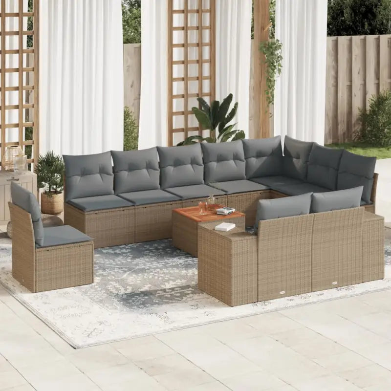 Tuinset met beige materiaal en gepoedercoat staal afmetingen - Beige en grijs - Tuinsets
