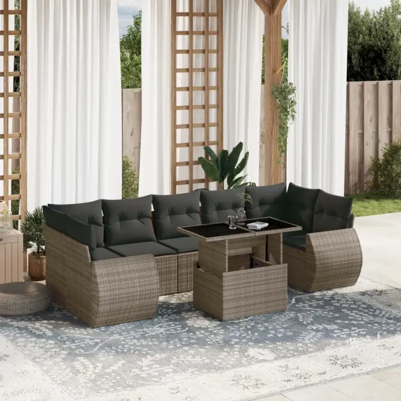 Tuinset met beige materiaal en gepoedercoat staal afmetingen - Grijs / zonder opbergruimte - Tuinsets