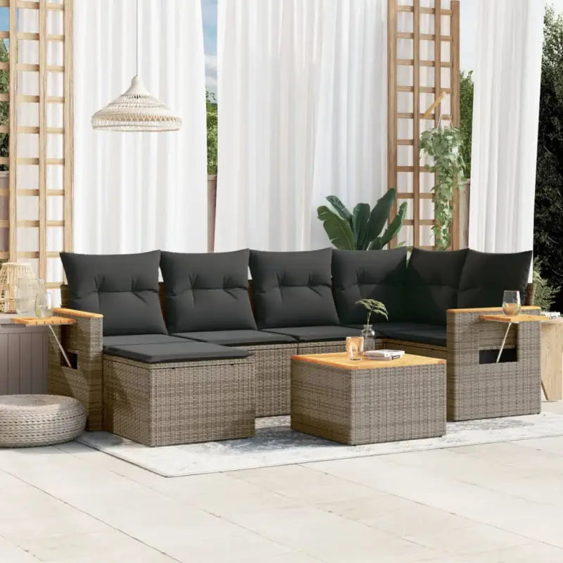 Tuinset met beige materiaal en gepoedercoat staal afmetingen - Grijs / Met tafel - Tuinsets