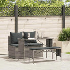Tuinset met beige materiaal en gepoedercoat staal afmetingen - Grijs / tempered glass - Tuinsets