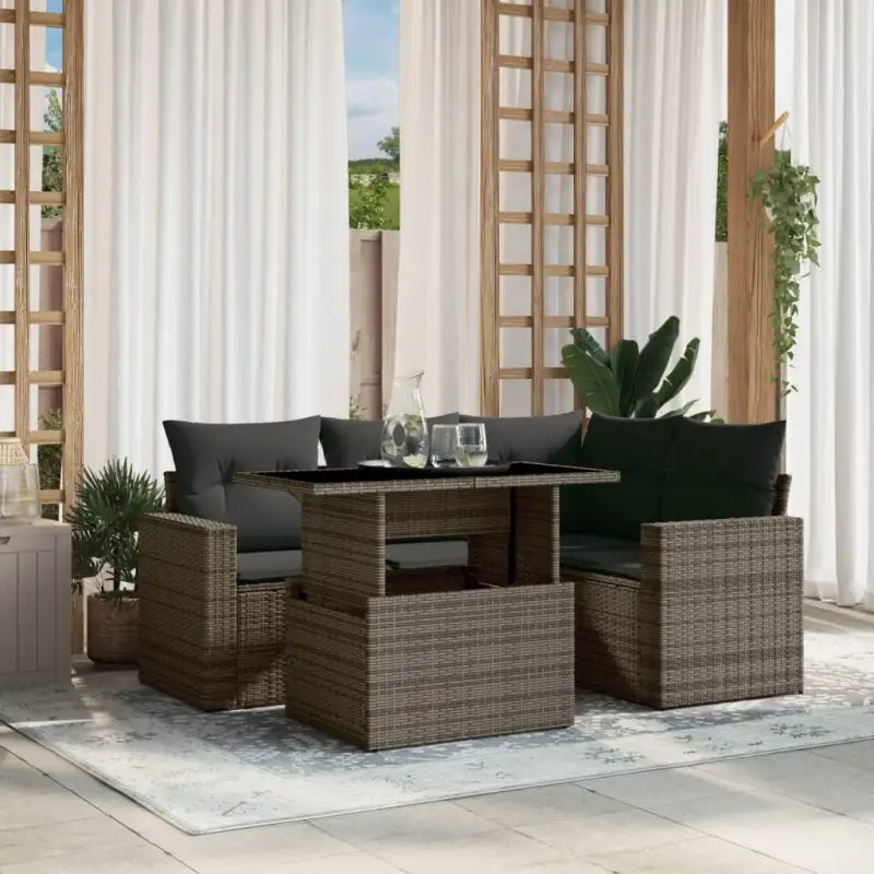 Tuinset met beige materiaal en gepoedercoat staal afmetingen - Grijs / zonder opbergruimte - Tuinsets