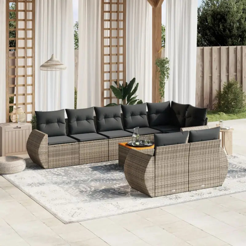 Tuinset met beige materiaal en gepoedercoat staal afmetingen - Grijs / hoek + Tafel + 3x midden - Tuinsets