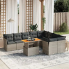 Tuinset met beige materiaal en gepoedercoat staal afmetingen - Grijs / 4x hoek + 5x midden + Tafel - Tuinsets