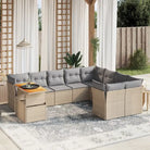 Tuinset met beige materiaal en gepoedercoat staal afmetingen - Beige en grijs / Tafel + 5x midden + 4x hoek - Tuinsets