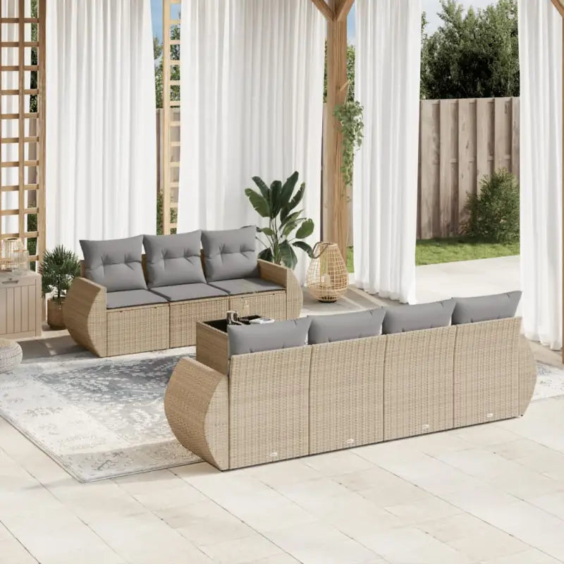 Tuinset met beige materiaal en gepoedercoat staal afmetingen - Beige en grijs - Tuinsets