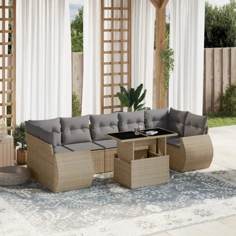 Tuinset met beige materiaal en gepoedercoat staal afmetingen - Beige en grijs / zonder opbergruimte - Tuinsets